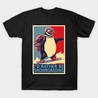 I'd Rather Be Snowboarding Funny Penguin Snowboarding T-Shirt